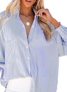 2026 New Style European Check Long-Sleeved Loose Shirt女