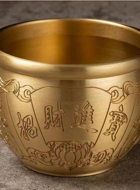 铜缸摆件纯铜招财缸水缸百福黄铜米缸金蟾聚宝盆招财进宝家用客厅