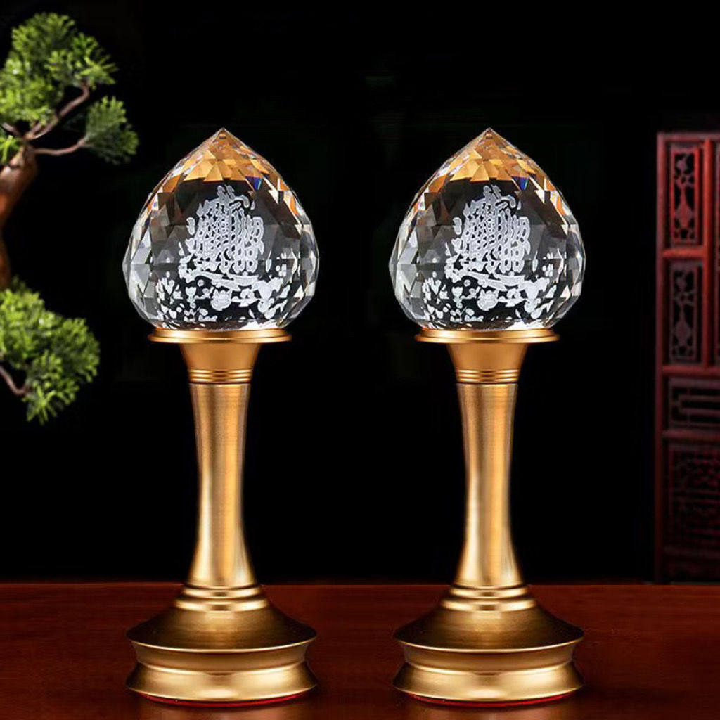 led水晶七彩莲花灯佛供灯财神爷灯关公长明灯插电供佛观音菩萨