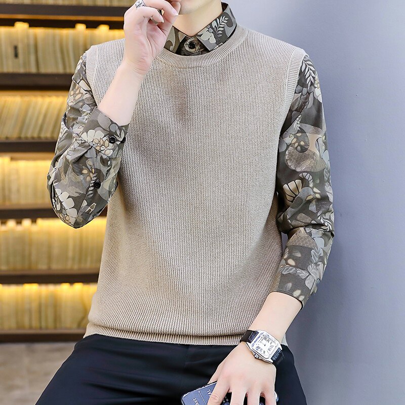 2021男士新款秋冬季高品质假两件毛衣男看品质潮流4002-M668,男装针织衫/毛衣,星座1018