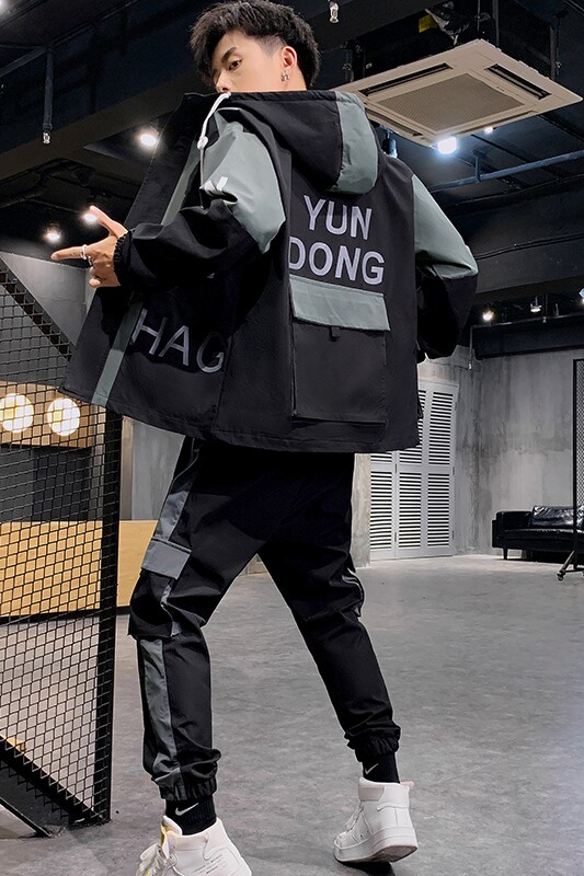 2021青少年开衫男士运动潮流休闲帅气连帽工装套装-4002-0808,男装休闲套装,星座1018