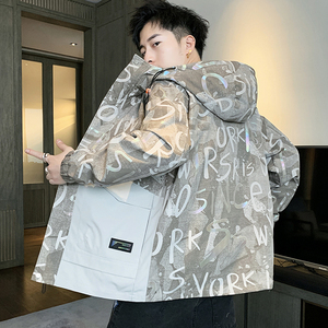 连帽男士2021秋季ins潮炫彩拼接高品质夹克户外服4002-J555图片
