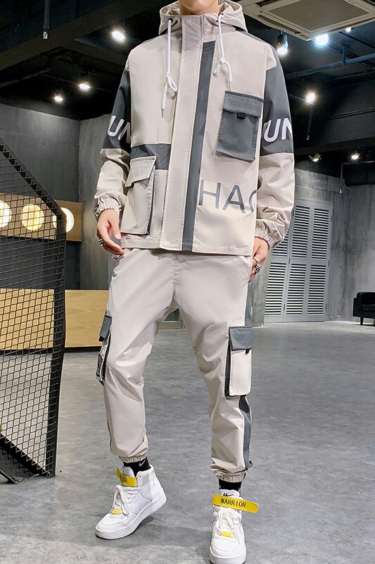 2021青少年开衫男士运动潮流休闲宽松连帽工装套装4002-0808,男装休闲套装,星座1018