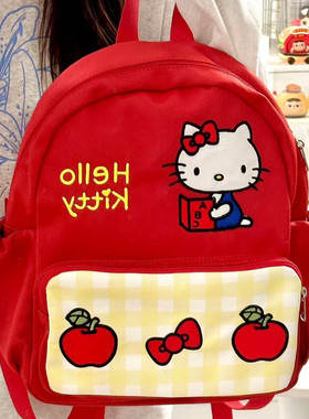 可爱Kitty双肩包生日礼物送朋友学生实用大容量书包红色高颜值ins