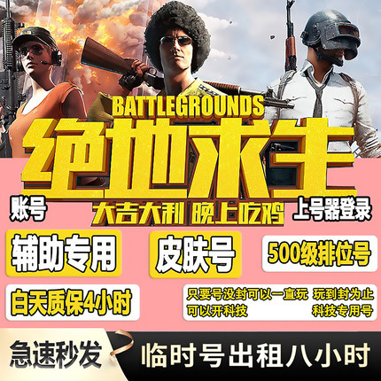 绝地求生账号可排位匹配临时租号pubg数据吃鸡号500级皮肤号出租