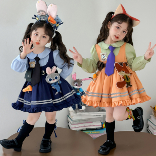 疯狂动物城尼克狐狸cos服装 朱迪兔子警官连衣裙女童洛丽塔公主裙