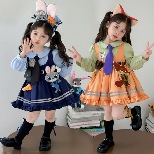 疯狂动物城尼克狐狸cos服装朱迪兔子警官连衣裙女童洛丽塔公主裙