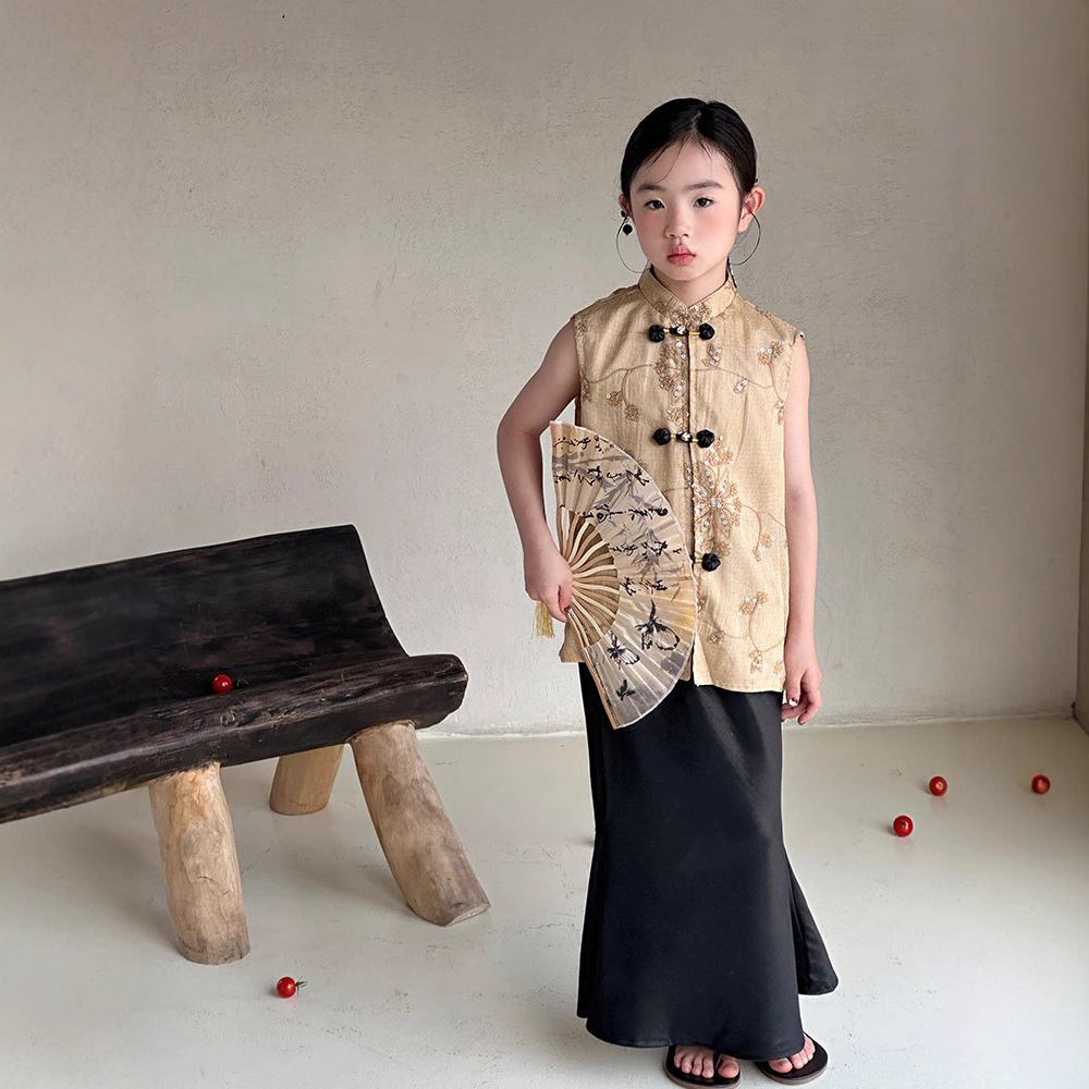 女童新中式套装古韵仙女立领马甲