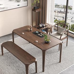 桌泡茶阳台望月小户型简约胡桃木禅意功夫茶台家用泡茶桌椅组合