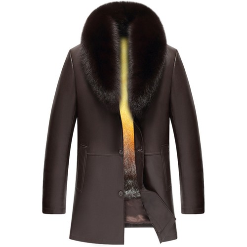 海宁皮衣男真皮中长款尼克服男水貂内胆黄金貂皮草皮毛一体男外套