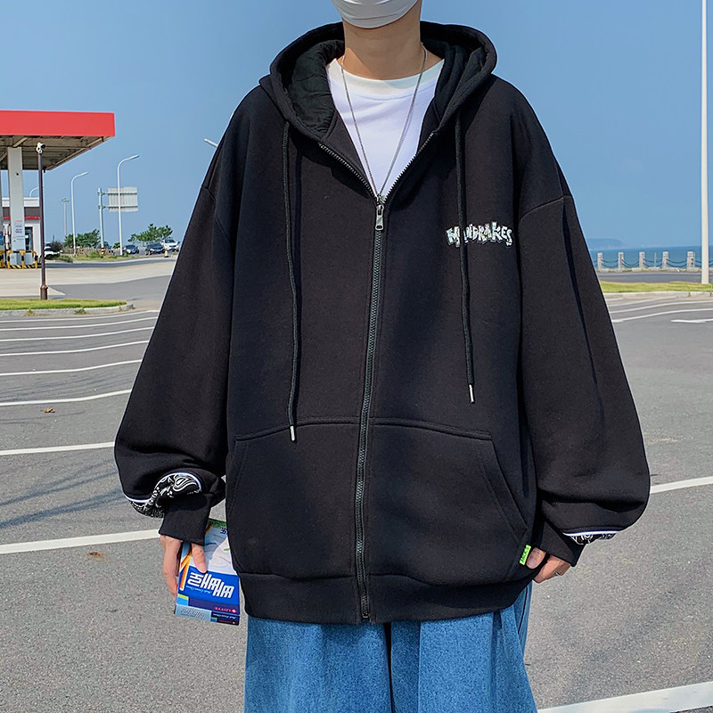 B266-WY-209-P55 21秋 原创港风宽松外套连帽开衫卫衣图片