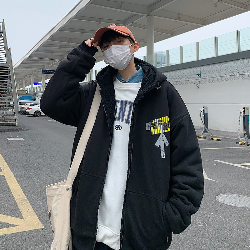 B266-WY-703-P95羊羔毛开衫卫衣加绒加厚外套宽松连帽上衣,女装短外套,星座B257-1