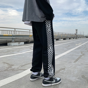 B266-AK-016-P50 22春 原创设计新款棋盘格裤子运动宽松休闲裤图片