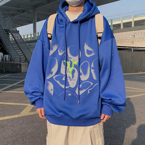 B266-WY-220-P50 22春新款潮流印花连帽宽松休闲套头情侣卫衣图片