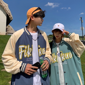 402-5-WY-202-P65 22春潮字母刺绣印花宽松vibe棒球服情侣外套图片