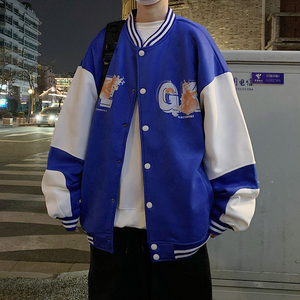 B266-WY-216-P65 22春 原创设计情侣休闲外套宽松潮流棒球服卫衣图片