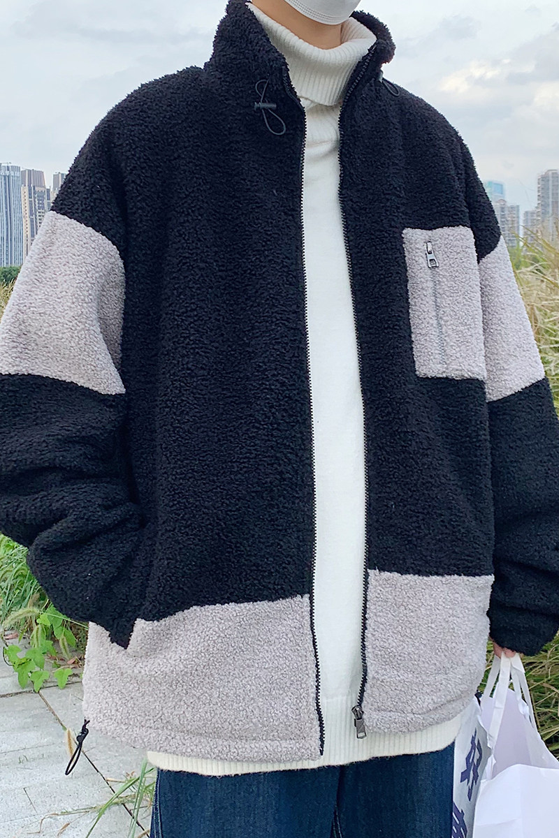 B266-WY-702-P125原创简约休闲拉链羊羔毛加厚宽松棉衣棉袄,男装棉衣,星座B257-1