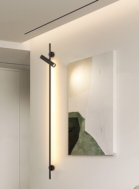 意式极简照画灯客厅玄关长杆长条射灯酒店走廊可调节角度床头壁灯