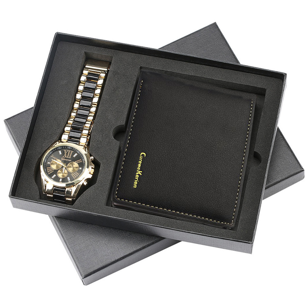 Wristwatch wallet cufflink ballpoint pen Gifts Set for men