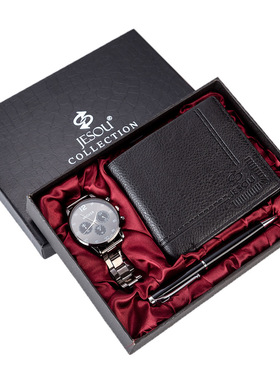 Quartz Wrist Watch Wallet Men Gift Set for Dad Boy friend