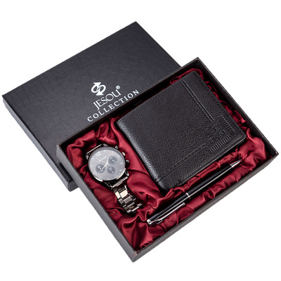 Quartz Wrist Watch Wallet Men Gift Set for Dad Boy friend