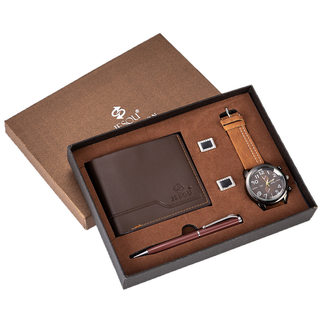 Quartz Wrist Watch Leather Wallet Gift Set for Boyfriend men