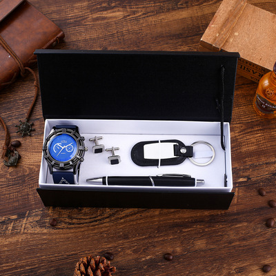 Quartz Wrist Watch Leather Wallet Gift Set for Boyfriend men