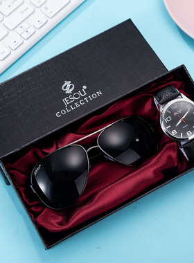 Stylish Men wrist watch wallet sunglasses suit gift 手表套装
