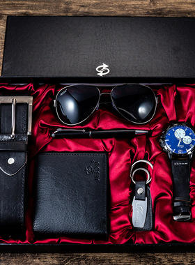 Quartz Wrist Watch Leather Wallet Gift Set for Boyfriend men