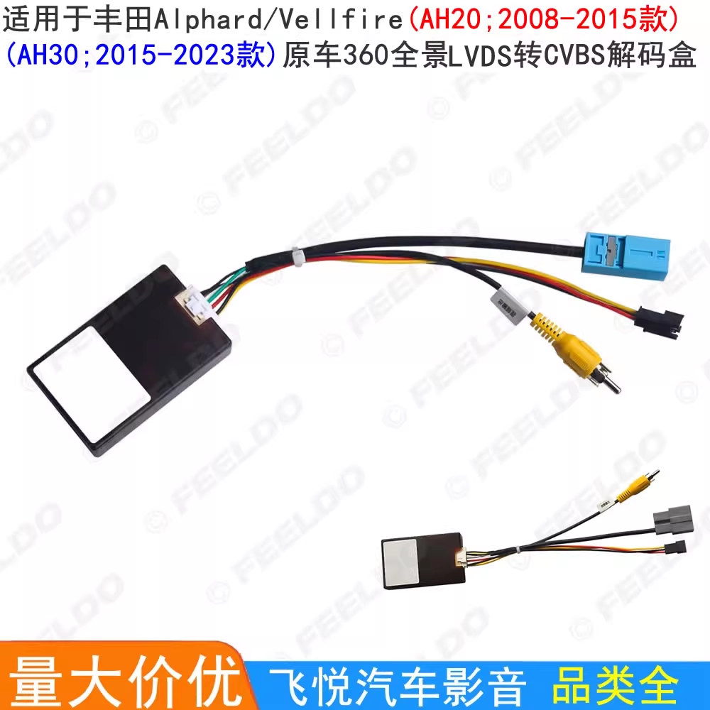 适用08-23丰田埃尔法Alphard/Vellfire 360全景LVDS转CVBS解码盒