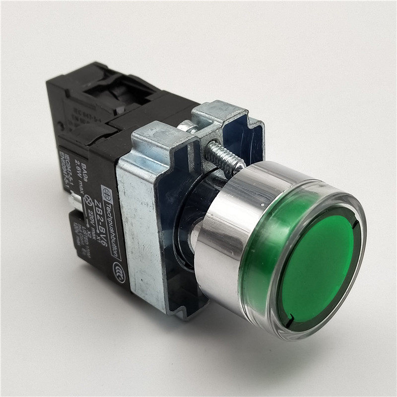 22mm银点带灯按钮开关自复位XB2-BW3361点动ZB2-BE101C绿色AC220V_虎窝淘