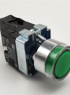 22mm银点带灯按钮开关自复位XB2-BW3361点动ZB2-BE101C绿色AC220V