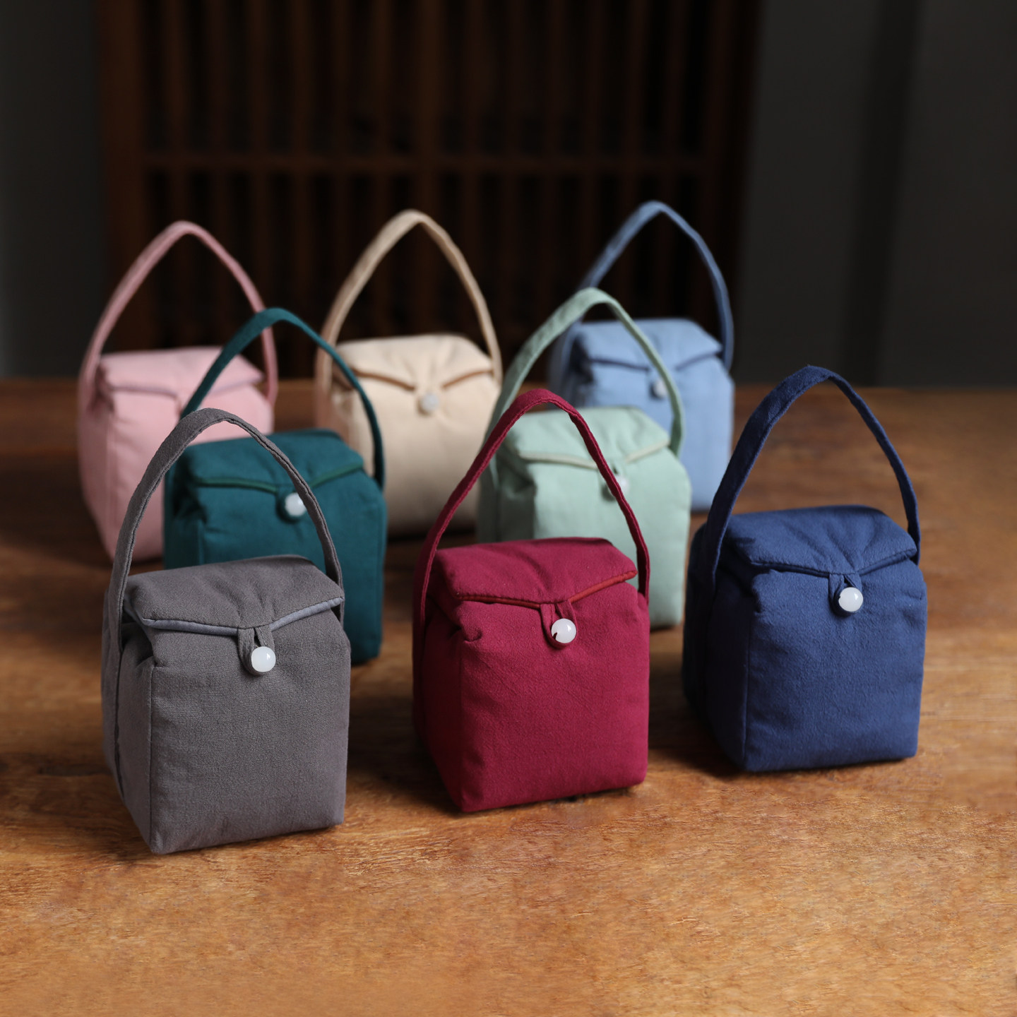 春泥素棉加厚茶壶茶具茶杯收纳包旅行包布袋提手棉布翻盖提手布包