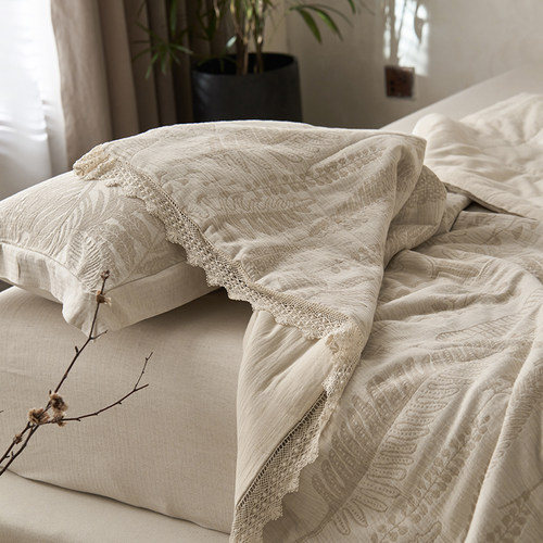 法式亚麻提花夏被四件套可机洗