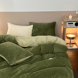 日暮Lorena 床品 230g高克重牛奶绒提花四件套加厚保暖被套冬季