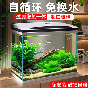超白玻璃生态鱼缸过滤制氧一体机家用客厅2025新款小型桌面水族箱