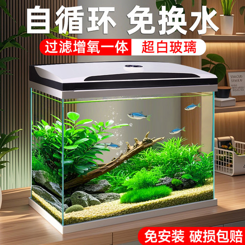 超白玻璃生态鱼缸免换水自循环