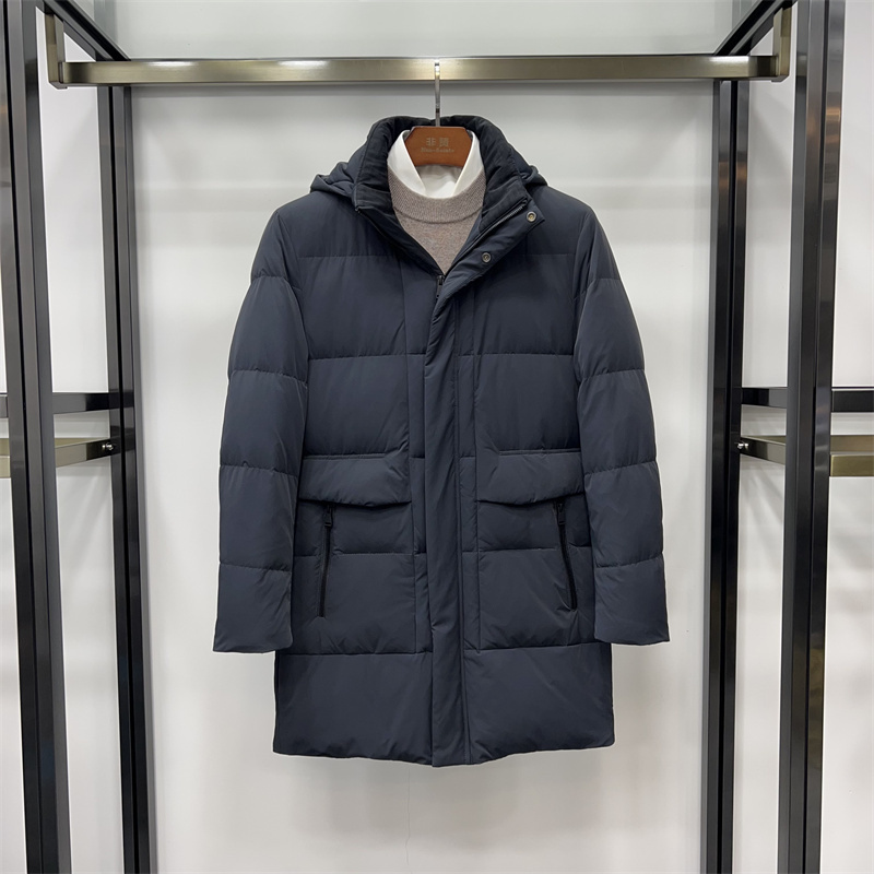 非贤休闲帽款商务中长保暖羽绒服
