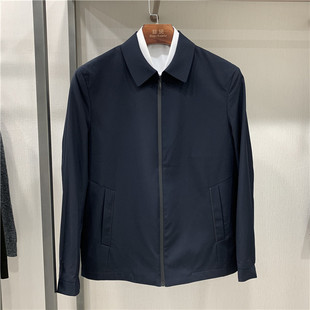 深蓝色翻领中老年外套上衣爸爸款 非贤特价 商务夹克春秋单款 男士 款