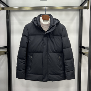 非贤高级感男士连帽羽绒服冬季短款拉链中厚轻便保暖优质鸭绒外套
