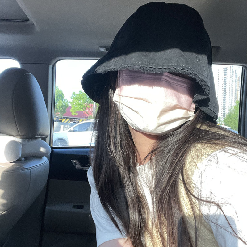 suki日系防晒帽圆顶盆帽情侣渔夫帽显脸小可调节复古遮阳大头可入