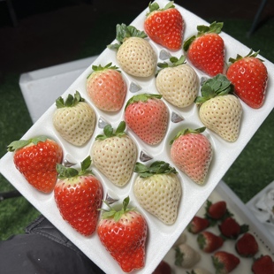 杭州建德草莓拼盘粉玉白草莓建德红现摘现发当季水果白雪公主送礼