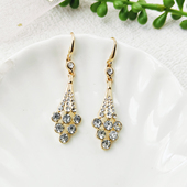 水钻耳钩女时尚 小众白色长款 精致耳环百搭气质耳饰简约饰品C484