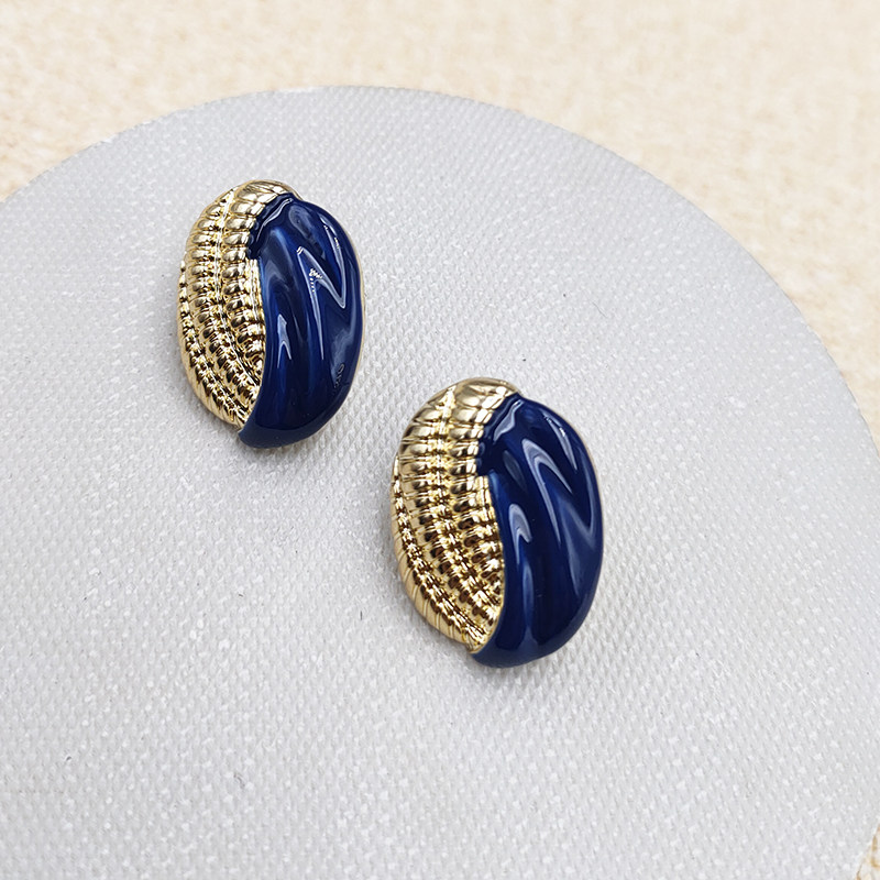 高级感蓝色珐琅耳钉精