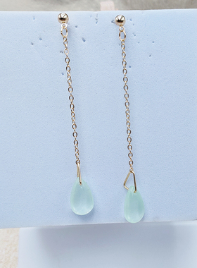 青青子衿新中式清冷耳饰长款耳钉水滴复古银针配旗袍汉服B616