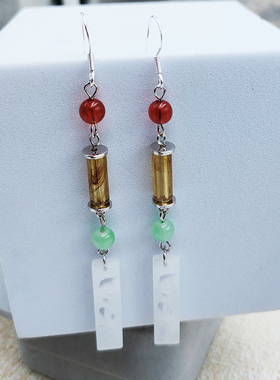 新中式玉石耳环小众设计感长款耳坠中国风耳饰配旗袍汉服B646