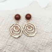 韩国复古港风酒红圆豆个性 圆盘耳环气质简约超仙耳钉女340