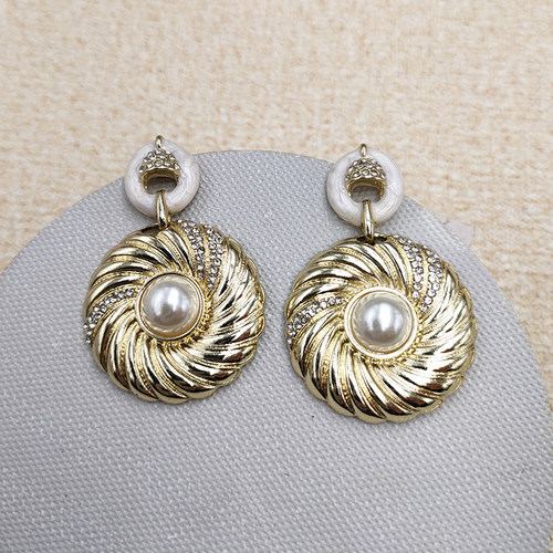 【大款】珍珠纹理复古耳环圆形轻奢小众耳坠高级感耳饰女B892