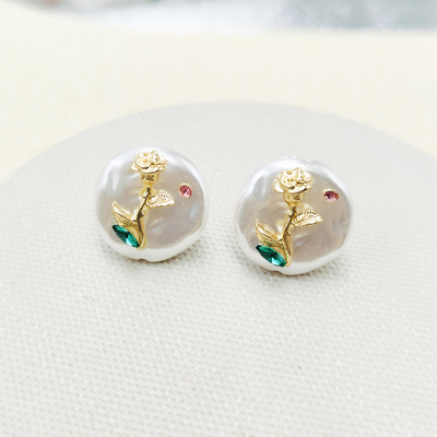 莫奈花园不规则巴洛克珍珠耳钉女设计感小众耳环C483