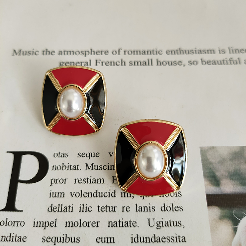 西洋古董彩绘珐琅釉耳钉气质